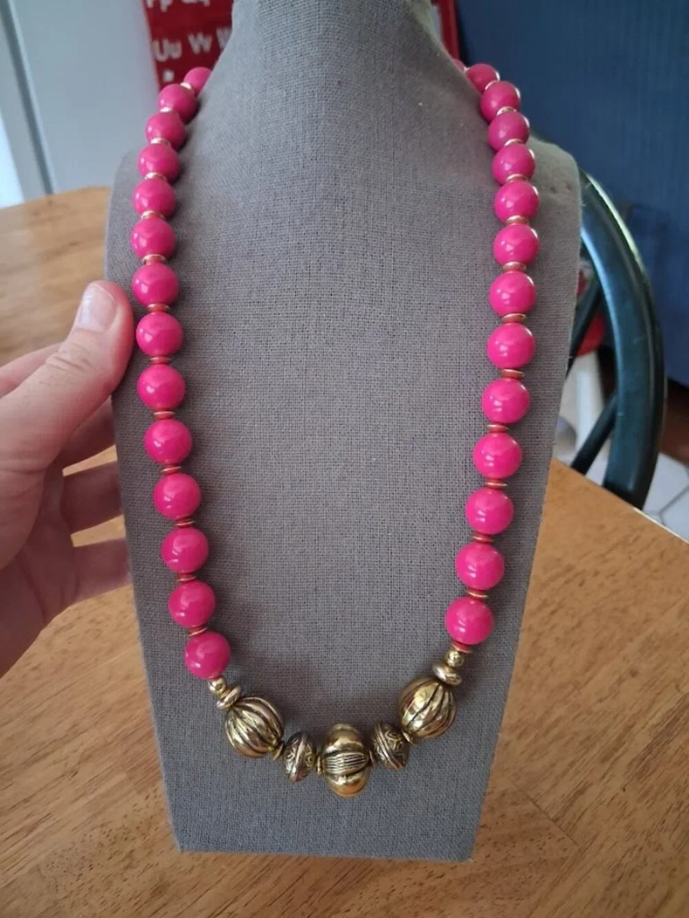 24 inch Pink beaded necklace